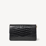 Eliza Clutch Black Patent Croc