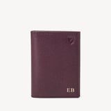 Double Fold Credit Card Holder Burgundy Saffiano