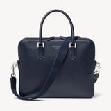 Slim Leather Briefcase  Navy Saffiano