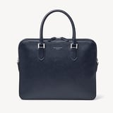 Slim Leather Briefcase  Navy Saffiano
