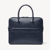 Slim Leather Briefcase  Navy Saffiano