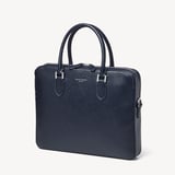 Slim Leather Briefcase  Navy Saffiano