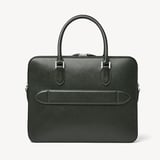 Slim Leather Briefcase Forest Green Saffiano