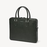 Slim Leather Briefcase Forest Green Saffiano