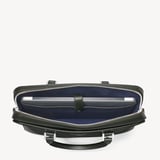 Slim Leather Briefcase Forest Green Saffiano