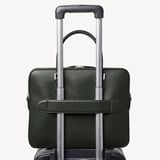 Slim Leather Briefcase Forest Green Saffiano