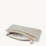 Double Sided Zipped Card & Coin Holder Deep Shine Dove Grey Small Croc