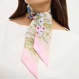 Edwardian Garden Skinny Silk Scarf Putty Pure Silk