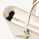 Zipped East West Tote with Bee & Flower Charm Ivory Pebble