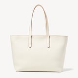 Zipped East West Tote with Bee & Flower Charm Ivory Pebble