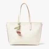 Zipped East West Tote with Bee & Flower Charm Ivory Pebble