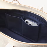Zipped East West Tote with Bee & Flower Charm Ivory Pebble