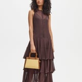 Savannah Mini Natural Chevron Raffia & Smooth Tan