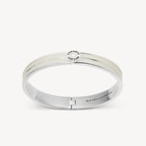 Ribbed Enamel Bangle Ivory Enamel & Palladium Silver Plated