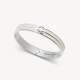 Ribbed Enamel Bangle Ivory Enamel & Palladium Silver Plated