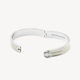 Ribbed Enamel Bangle Ivory Enamel & Palladium Silver Plated