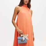Mini Mayfair® with Silk Neck Scarf Deep Shine Sky Blue Small Croc