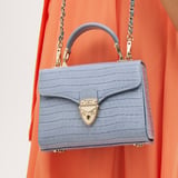 Mini Mayfair® with Silk Neck Scarf Deep Shine Sky Blue Small Croc