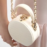 Micro Hat Box Ivory Patent Croc