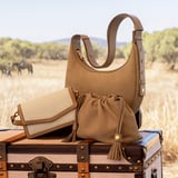 Soho Large Crossbody Pouch Cappuccino Suede