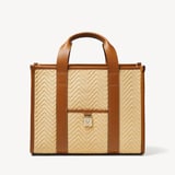 Henley Tote Natural Chevron Raffia & Smooth Tan