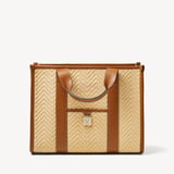 Henley Tote Natural Chevron Raffia & Smooth Tan