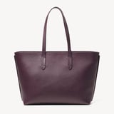 Zipped East West Tote with Shield Charm Fig Pebble