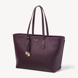 Zipped East West Tote with Shield Charm Fig Pebble