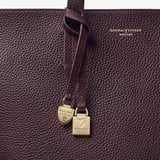 Zipped East West Tote with Shield Charm Fig Pebble