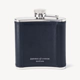 Classic 5oz Leather Hip Flask  Navy Saffiano