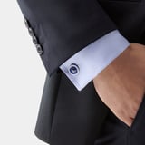 Button Cufflinks Blue Enamel & Sterling Silver 925