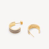 Ribbed Enamel Hoop Earring Moleskin Enamel & 18ct Gold Plated