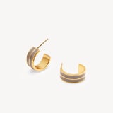 Ribbed Enamel Hoop Earring Moleskin Enamel & 18ct Gold Plated