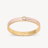 Ribbed Enamel Bangle English Rose Enamel & 18ct Gold Plated