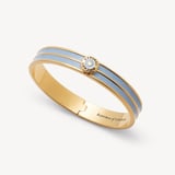 Ribbed Enamel Bangle Sky Blue Enamel & 18ct Gold Plated