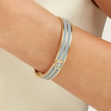 Ribbed Enamel Bangle Sky Blue Enamel & 18ct Gold Plated