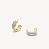 Ribbed Enamel Hoop Earring Sky Blue Enamel & 18ct Gold Plated