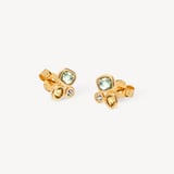 Multi Gemstone Stud Earrings Green Amethyst, Citrine & White Topaz