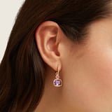 Duo Gemstone Charm Hoop Earrings Purple Amethyst & Rhodolite Garnet