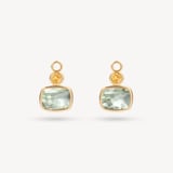 Duo Gemstone Charm Hoop Earrings Green Amethyst & Citrine