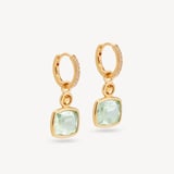 Duo Gemstone Charm Hoop Earrings Green Amethyst & Citrine