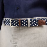 Men's Stretch Woven Belt Navy & Ivory