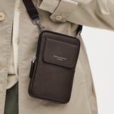Reporter Crossbody Phone Bag Chocolate Pebble