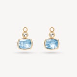 Duo Gemstone Charm Hoop Earrings Sky Blue Topaz & White Topaz