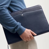 16" City Laptop Leather Folio Case  Navy Saffiano