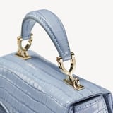 Mini Mayfair® with Silk Neck Scarf Deep Shine Sky Blue Small Croc