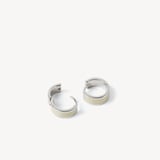 Enamel Huggie Earrings Ivory Enamel & Palladium Silver Plated