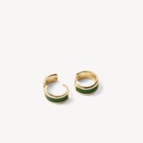 Enamel Huggie Earrings Racing Green Enamel & 18ct Gold Plated