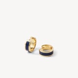 Enamel Huggie Earrings Navy Enamel & 18ct Gold Plated