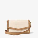 Eliza Clutch Ivory Raffia & Cappuccino Suede